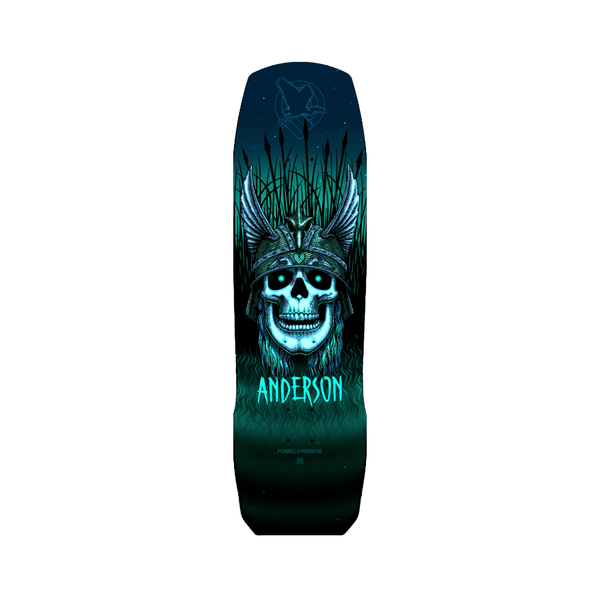 Powell Peralta Skateboard Deck Andy Anderson Heron Skull Teal 9.13" x 32.8" - 50-50 Skate Shop