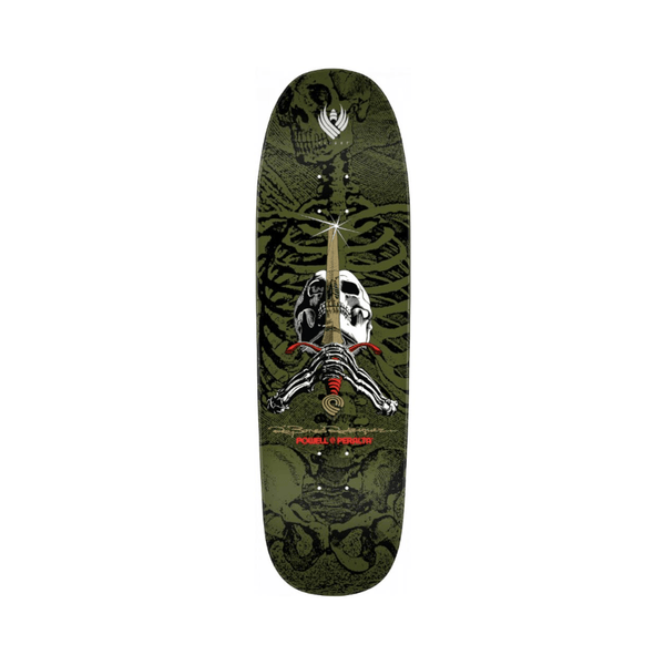 Powell Peralta Skateboard Flight Deck Rodriguez Skull & Sword 9.265" x 32" Green 14.75" Wb - 50-50 Skate Shop
