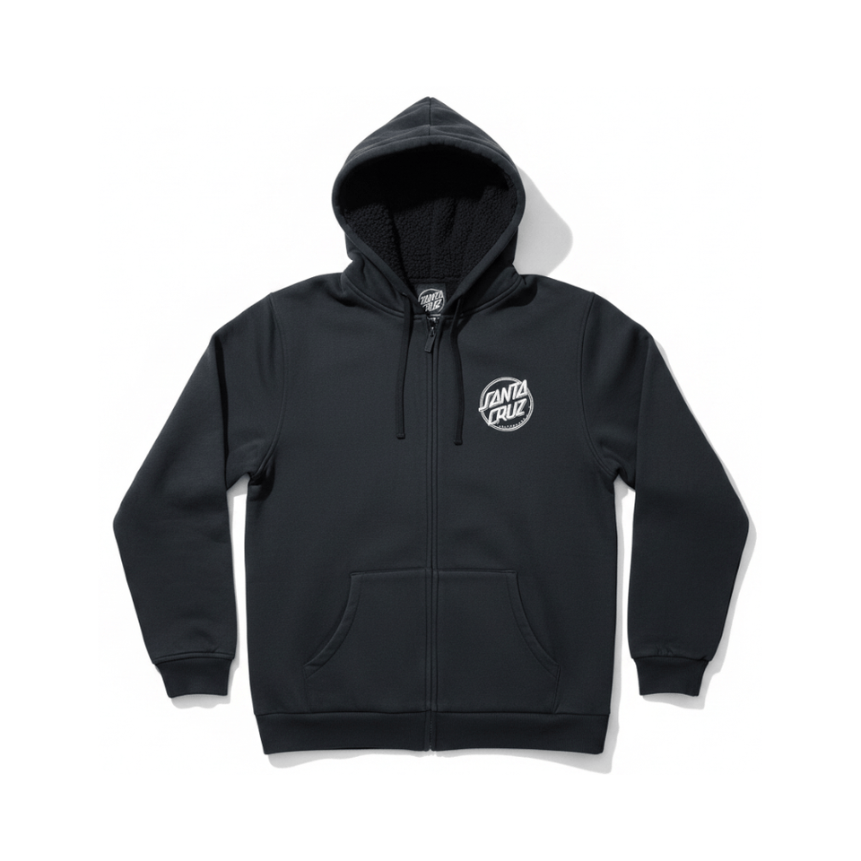 Santa Cruz Keyline Sherpa Zip Hoodie OD Black - 50-50 Skate Shop