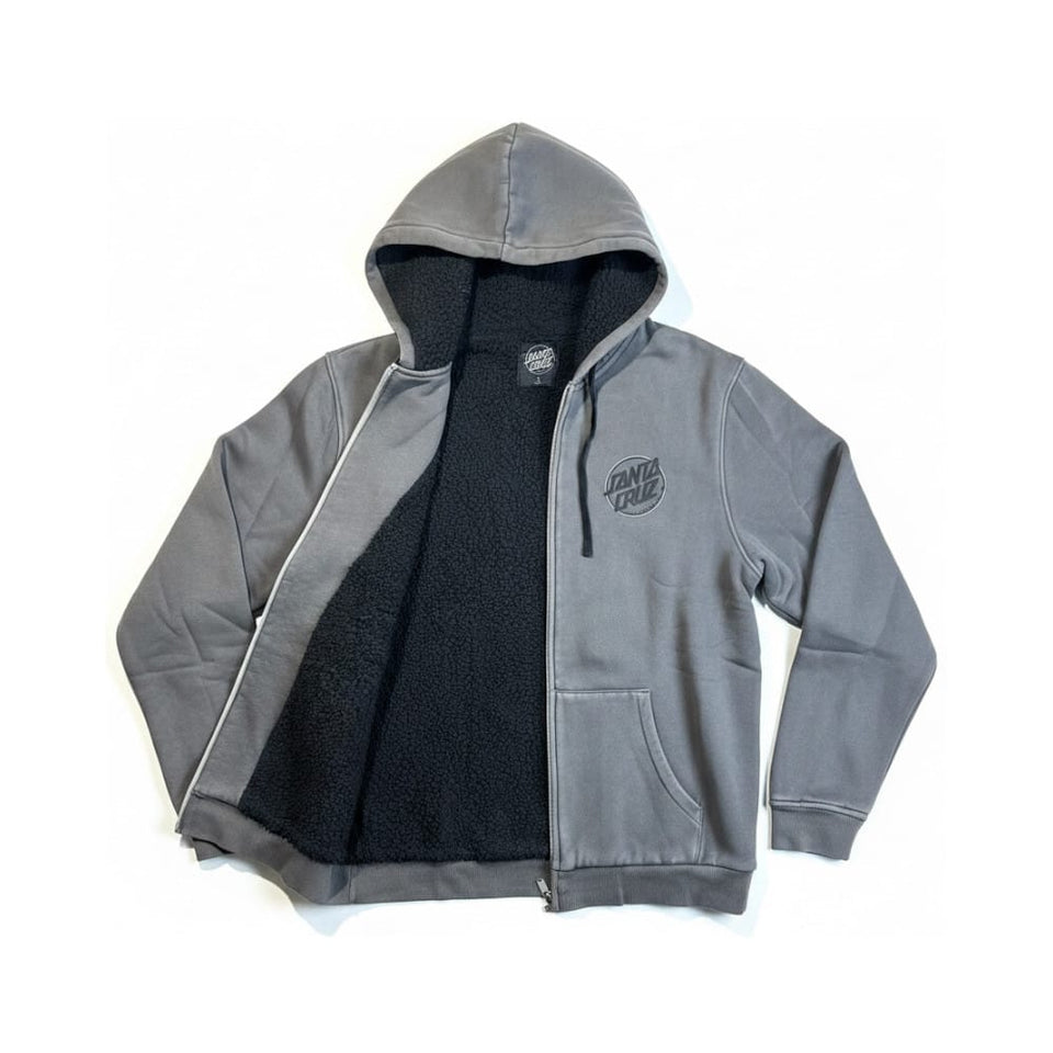 Santa Cruz Keyline Sherpa Zip Hoodie Overcast - 50-50 Skate Shop