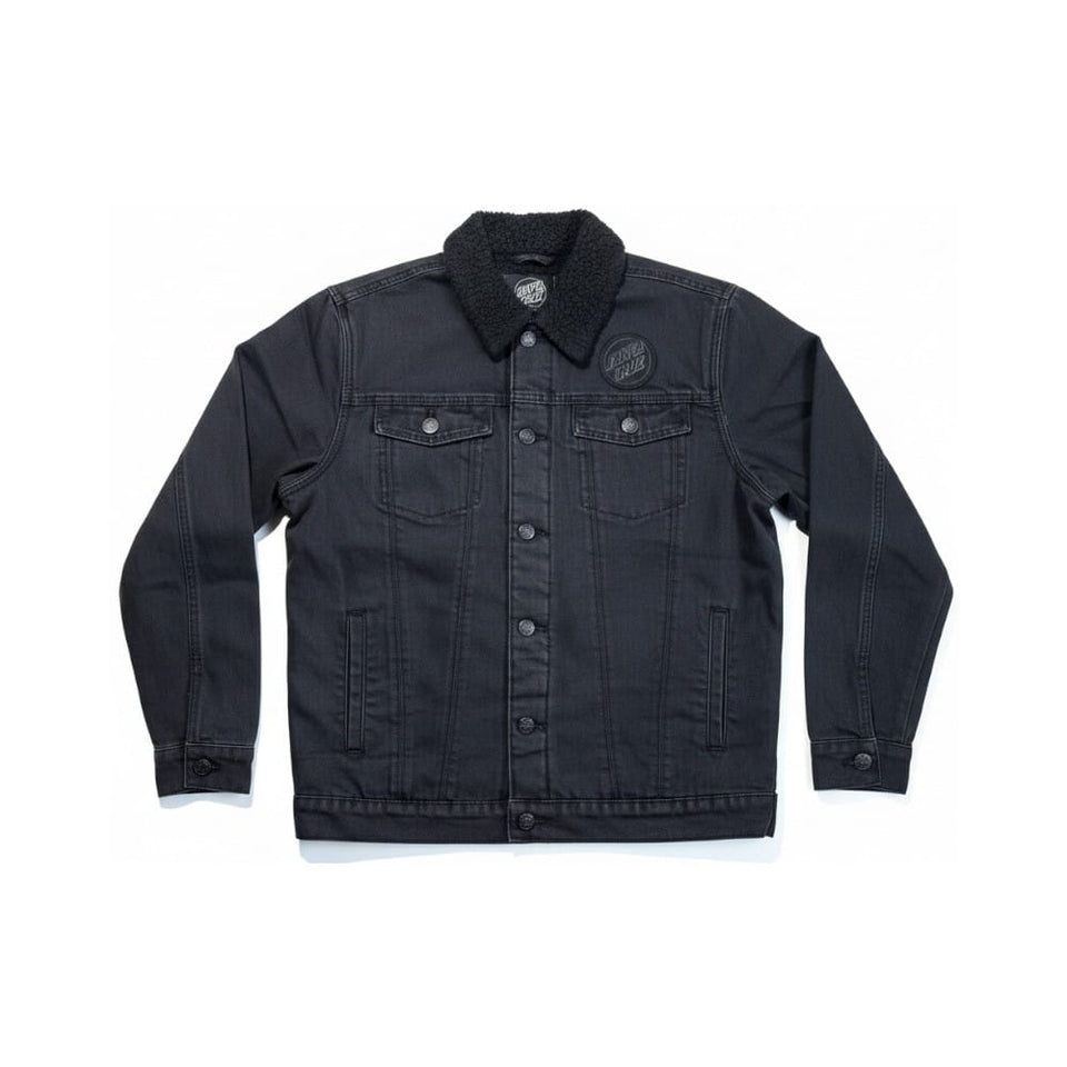 Santa Cruz Seacliff Sherpa Denim Jacket Wash Black - 50-50 Skate Shop