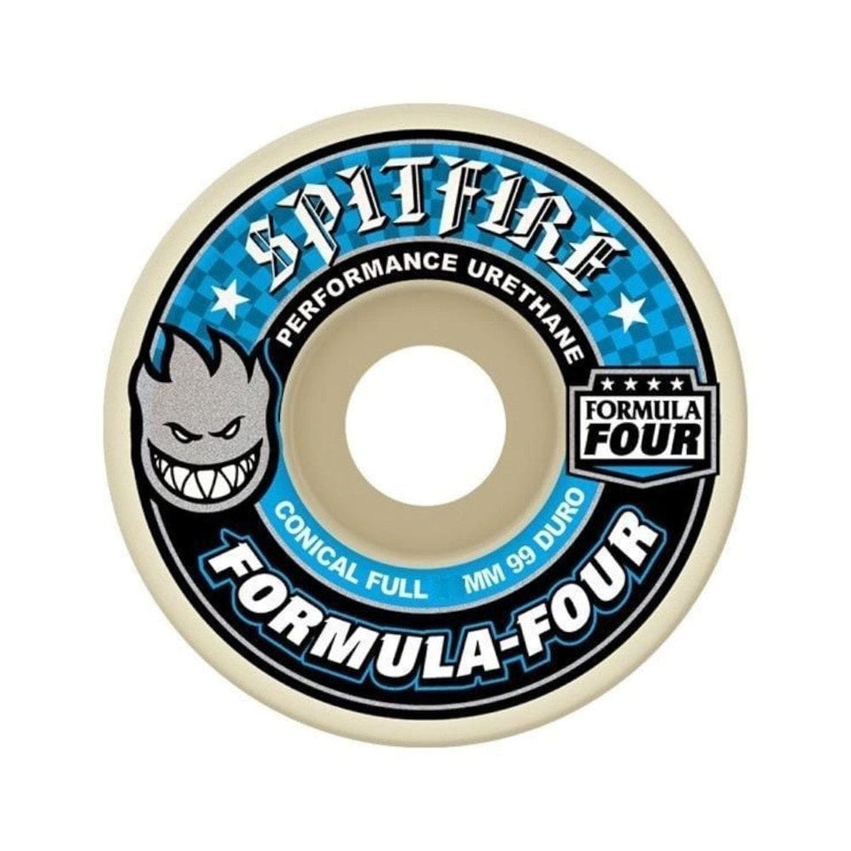Spitfire Wheel F4 99D Conical Full 52mm Blue White - Set of 4 - 50-50 Skate Shop