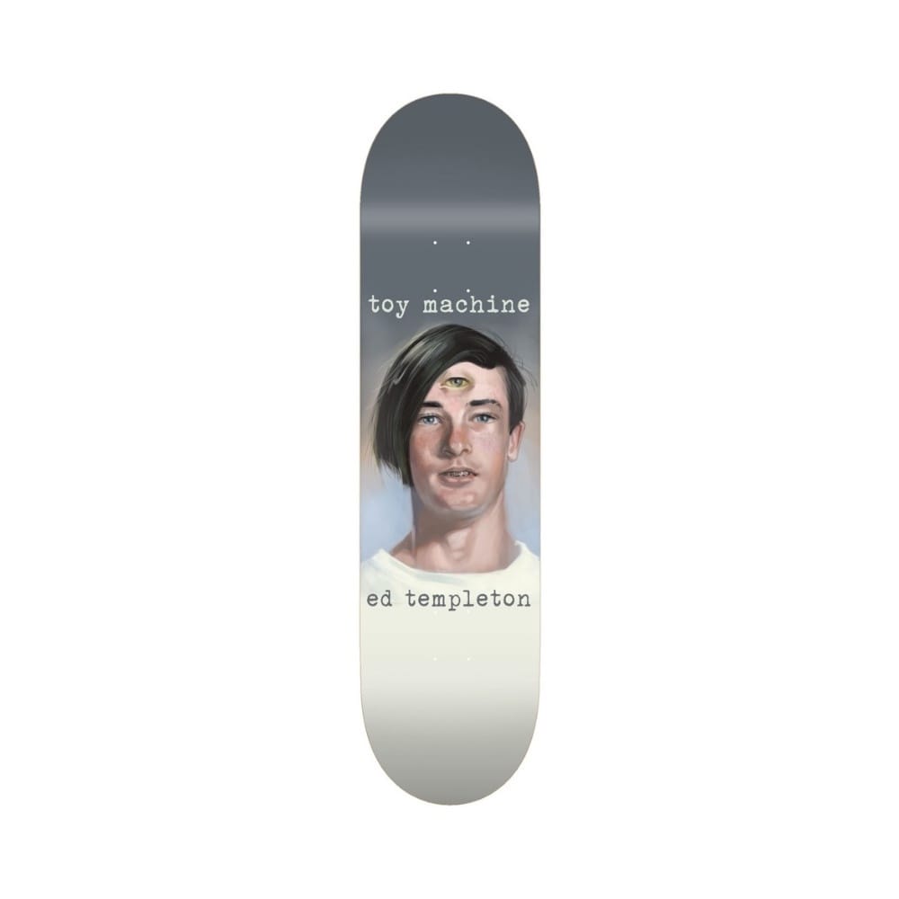 Toy Machine Skateboard Deck Templeton Portrait 8.25" x 31.98" Grey 14.25" WB