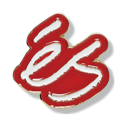 eS Script Enamel Pin Red White - 50-50 Skate Shop