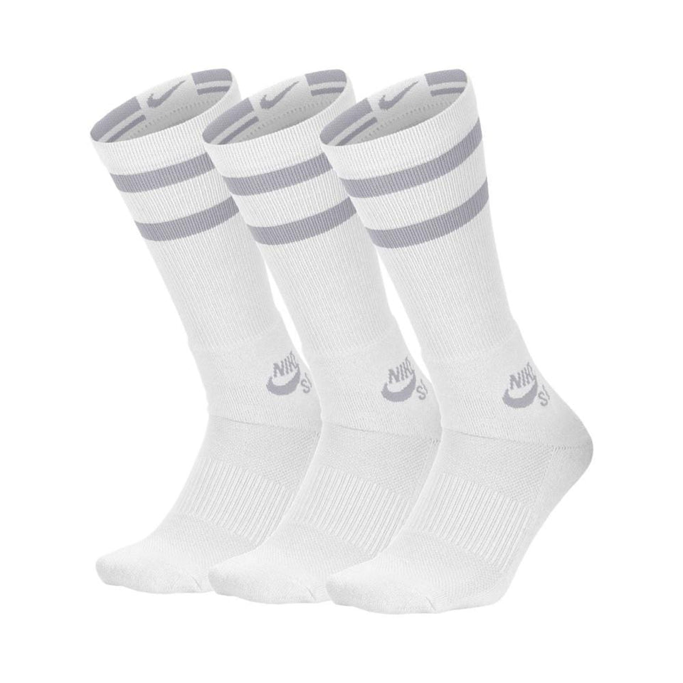 Nike SB Skate Crew Socks White Wolf Grey 3 Pack - 50-50 Skate Shop