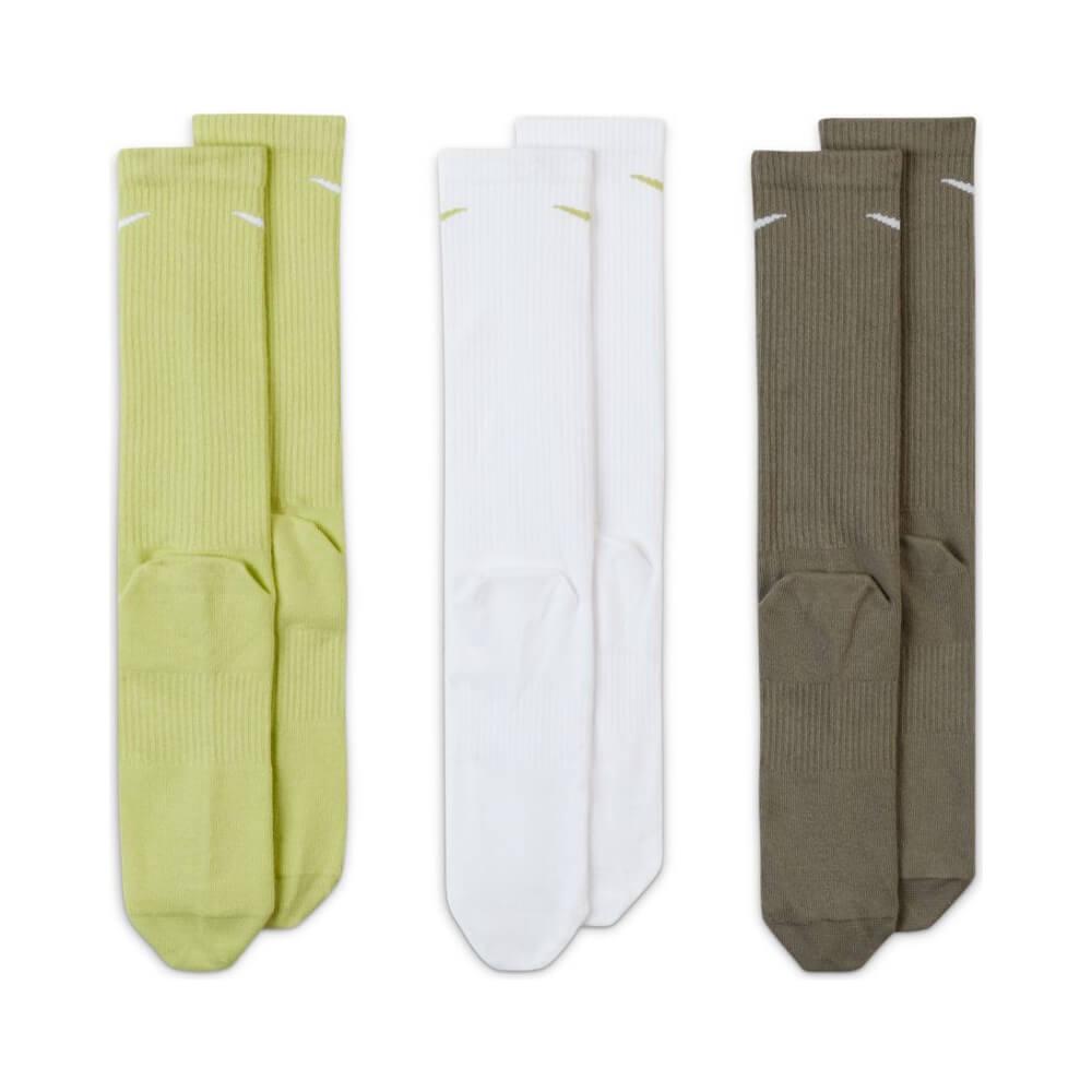 Nike SB Everyday Plus Lightweight Crew Socks Green White Brown 3 Pack - 50-50 Skate Shop