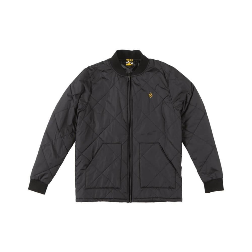 Krooked Jacket Embroidered Diamond K Quilt Black Gold - 50-50 Skate Shop