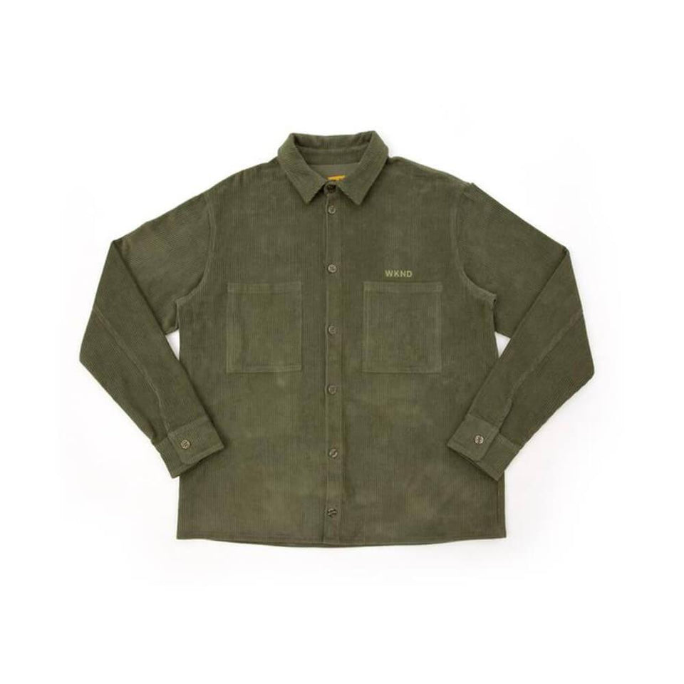WKND Long Sleeve Shirt Major Cord Button Up Forest Green - 50-50 Skate Shop
