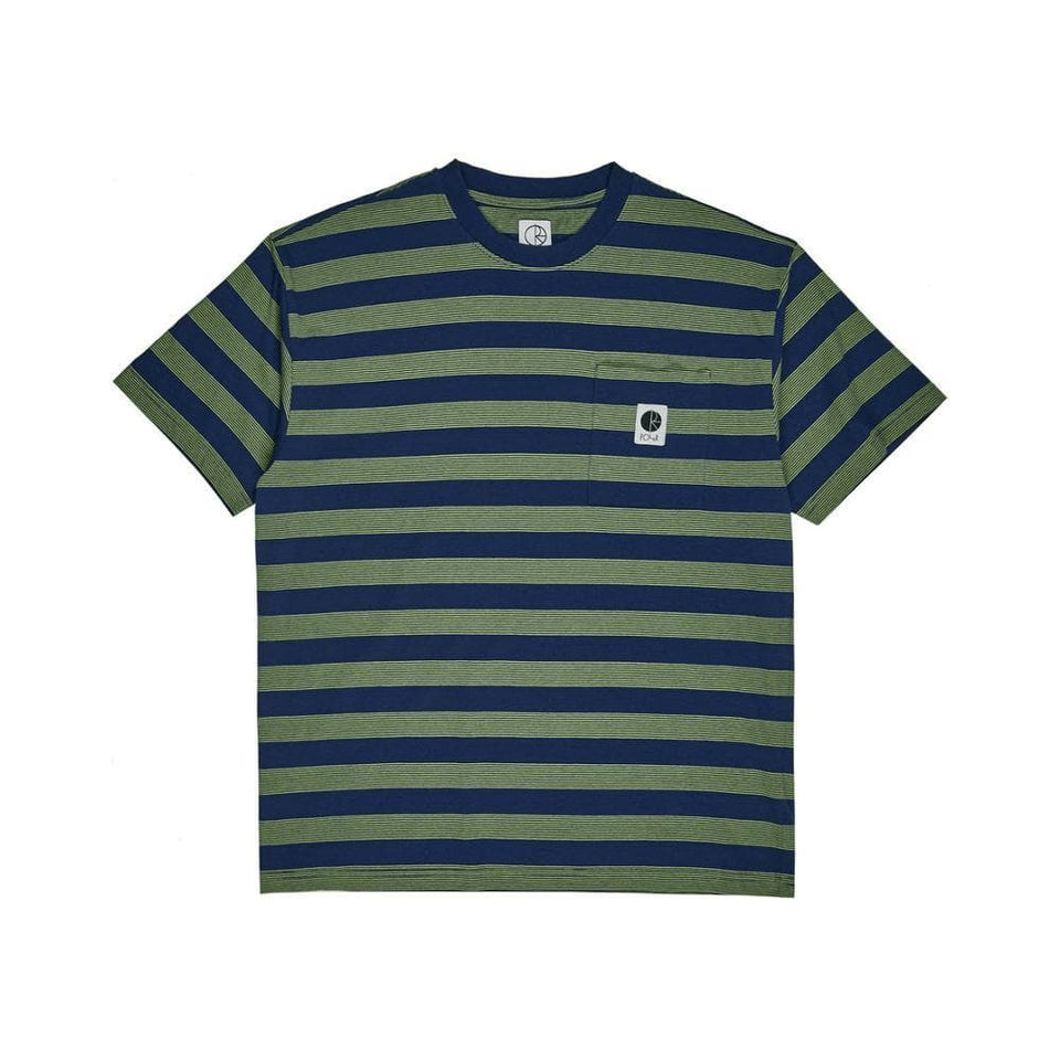 Polar Skate Co Stripe Pocket Tee Dark Blue Lime - 50-50 Skate Shop