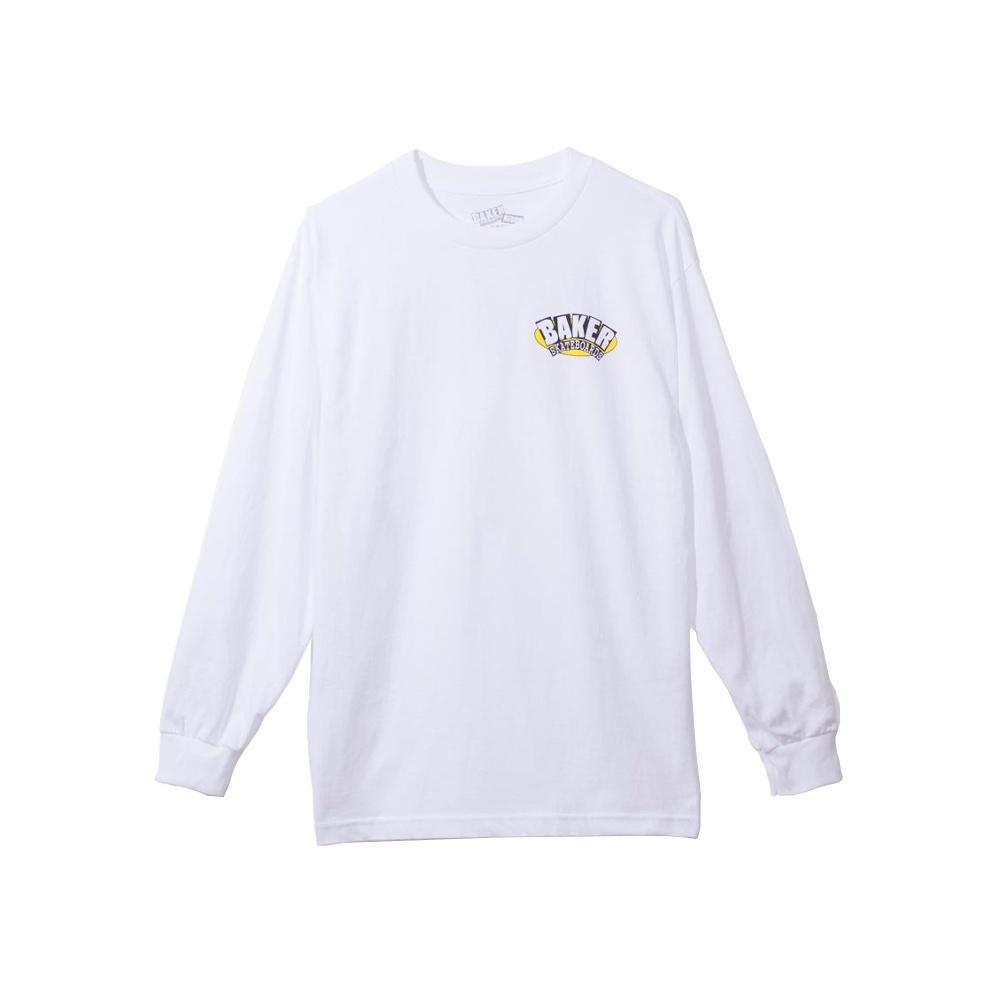 Baker Tee Oval Arch White Long Sleeve - 50-50 Skate Shop