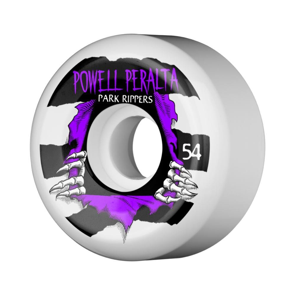 Powell Peralta Skateboard Wheels PF Park Ripper 54mm White Purple - Set of 4 - 50-50 Skate Shop