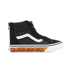 Vans Kids Sk8 Hi Zip (Animal Sidewall) Tiger Black - 50-50 Skate Shop