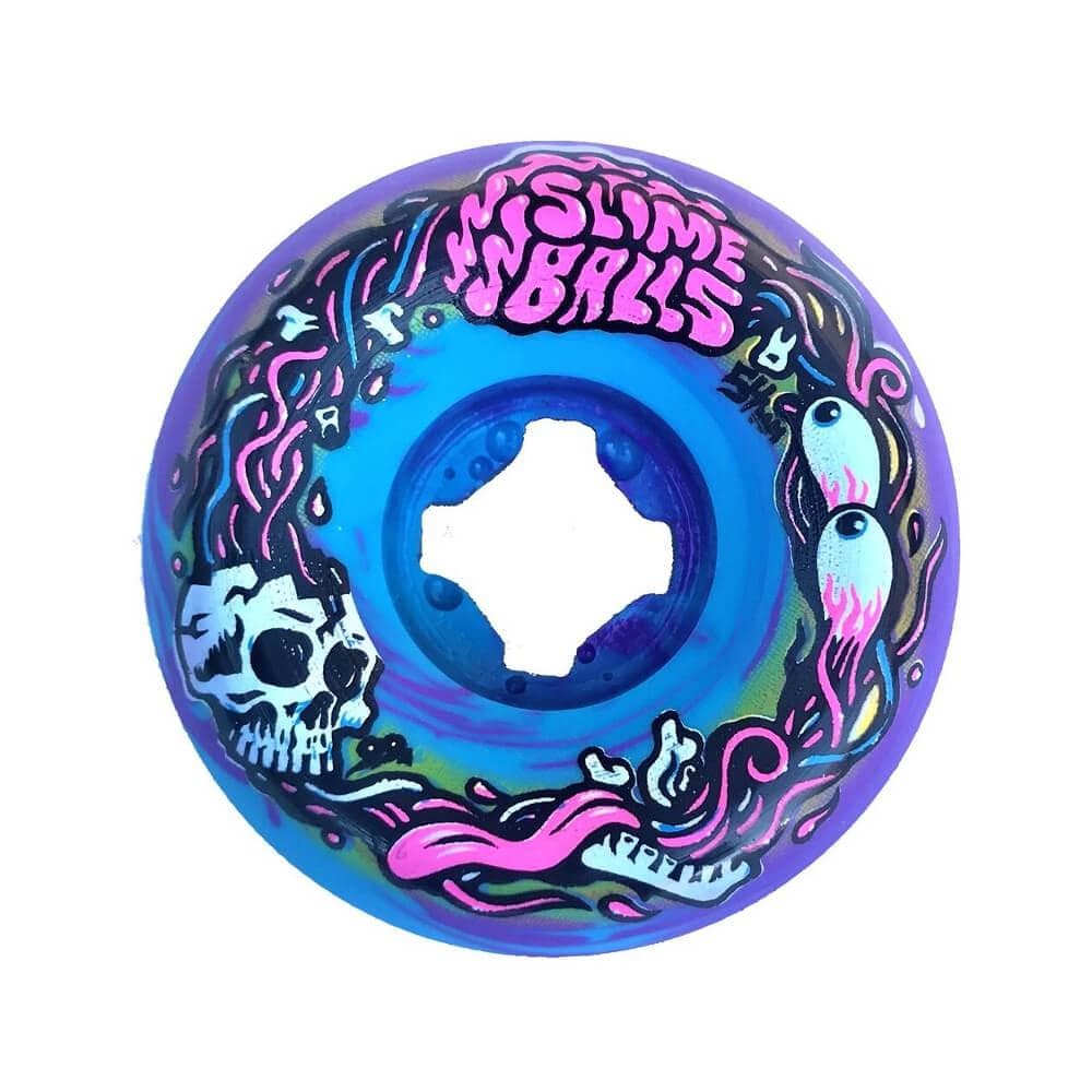 Santa Cruz Skateboard Wheels Brains Speedballs 54mm 99A Blue Purple Swirl - Set of 4 - 50-50 Skate Shop