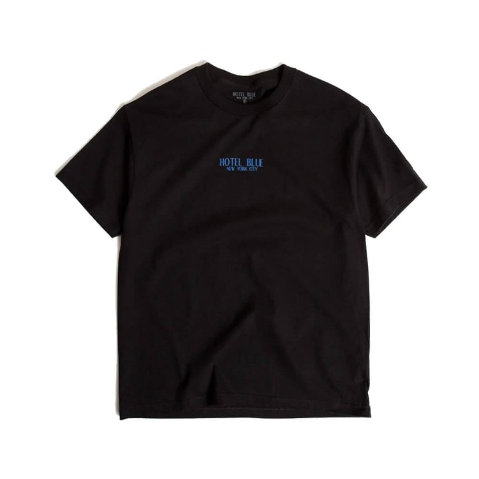 Hotel Blue Skate Logo Tee Black Blue - 50-50 Skate Shop