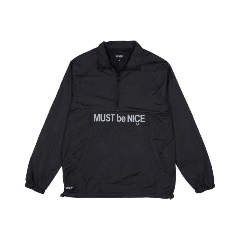 Ripndip Must Be Nice Half Zip Anorak Jacket Black 3M - 50-50 Skate Shop
