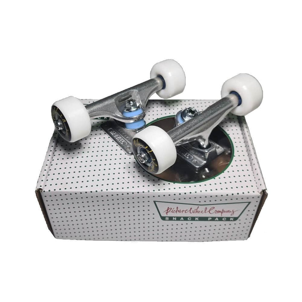 Snack Pack Skateboard Metal Truck x Picture Wheels and Bearing Combo 5.0 (7.5" Axle) - Set of 2 - 50-50 Skate Shop