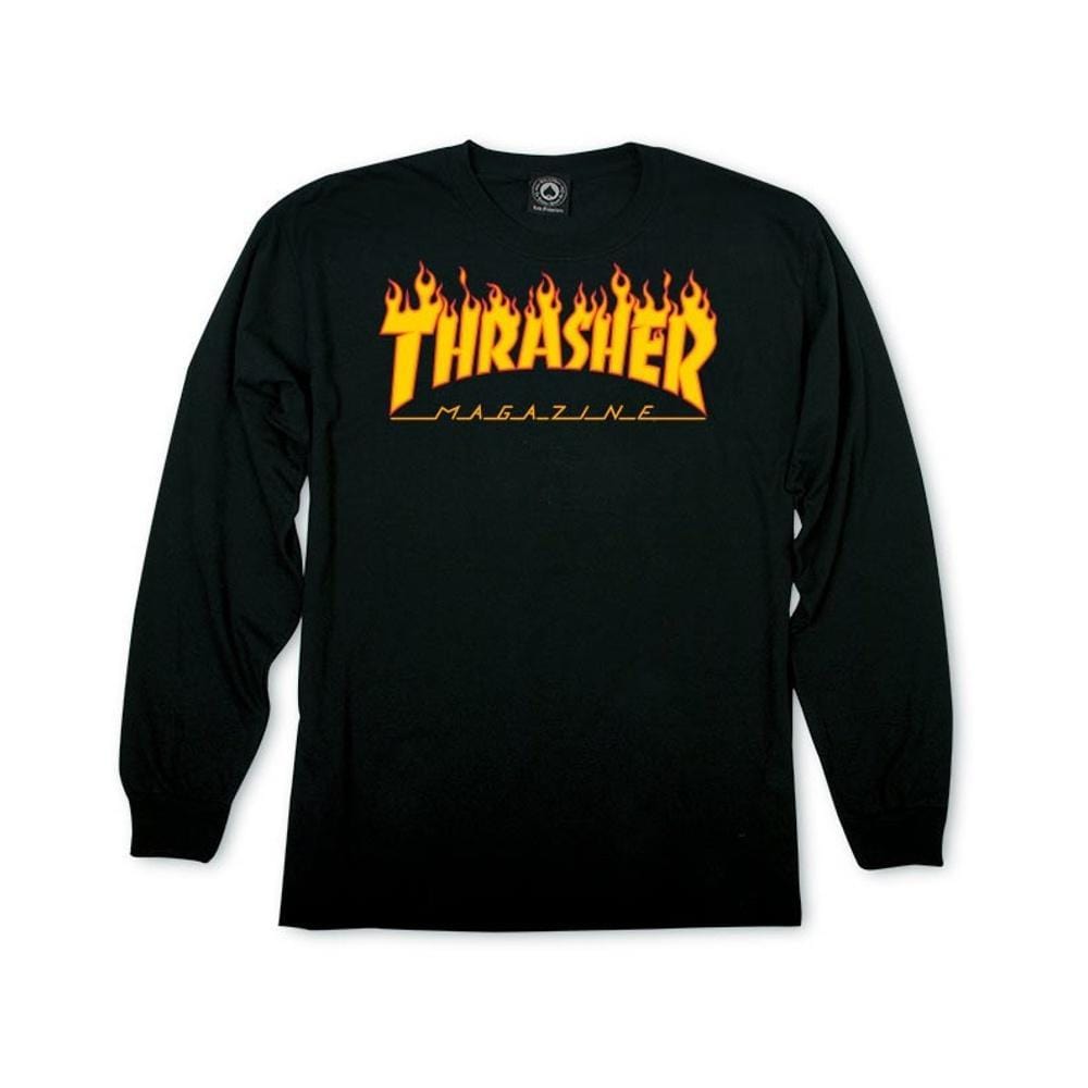 Thrasher Flame Logo Long Sleeve black - 50-50 Skate Shop