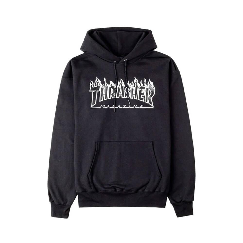 Thrasher Skate Flame Logo Hoodie Black Black - 50-50 Skate Shop