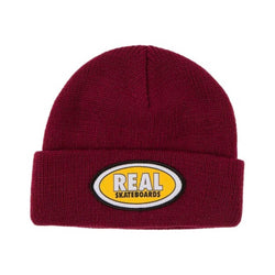 Real Skate Beanie Oval Cuff Dark Red Yellow - 50-50 Skate Shop
