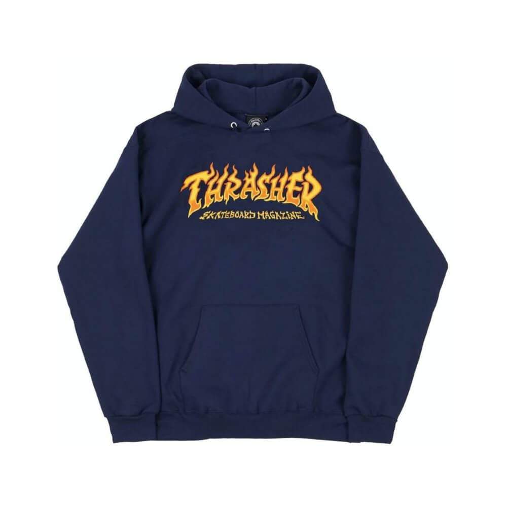 Thrasher Skate Fire Logo Hoodie Navy - 50-50 Skate Shop