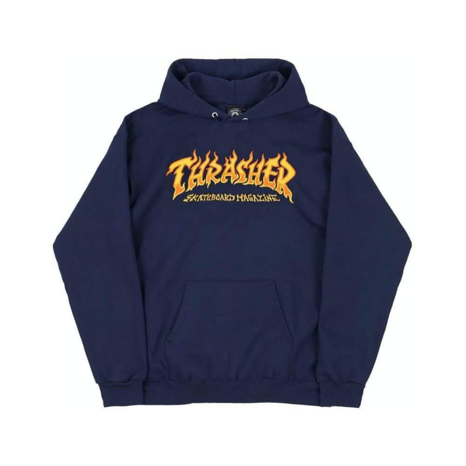 Thrasher Skate Fire Logo Hoodie Navy - 50-50 Skate Shop