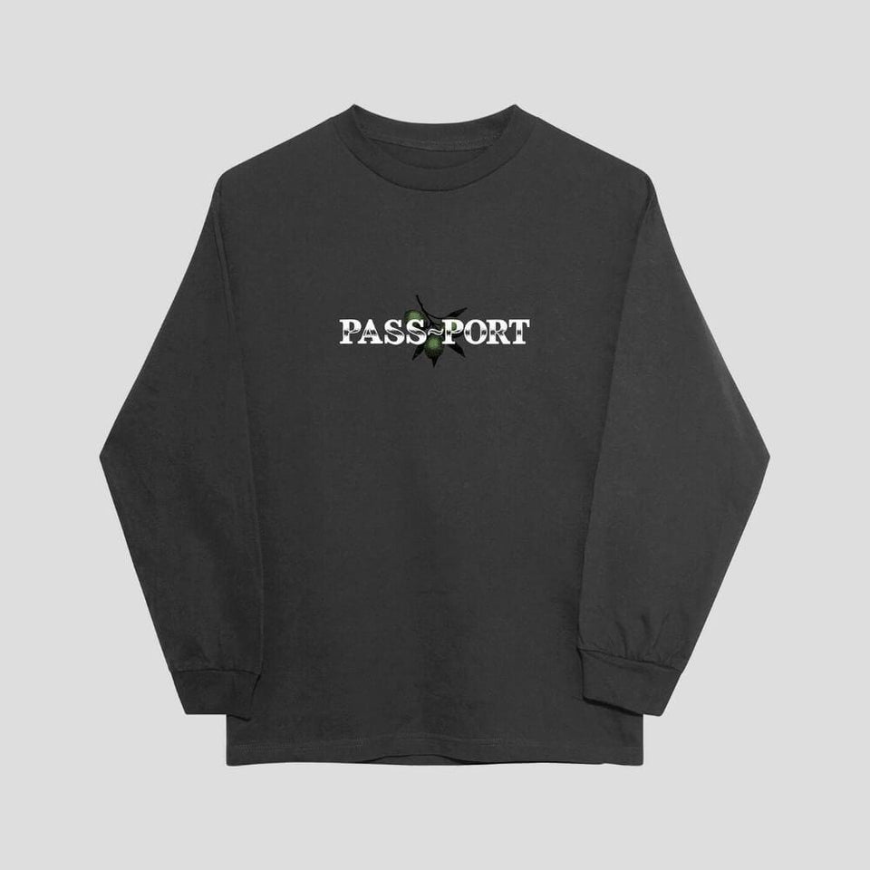 Passport Skate Olive Long Sleeve Tee Tar - 50-50 Skate Shop