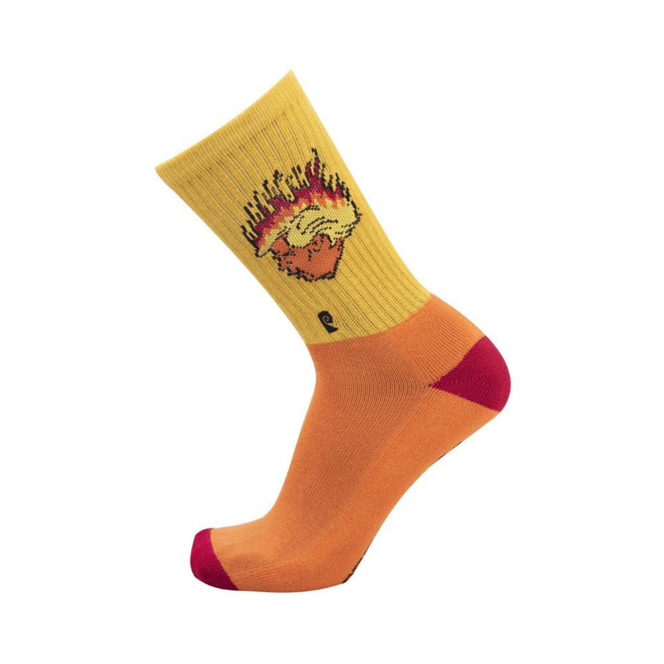 Psockadelic Flaming Turd Socks Orange Yellow - 50-50 Skate Shop