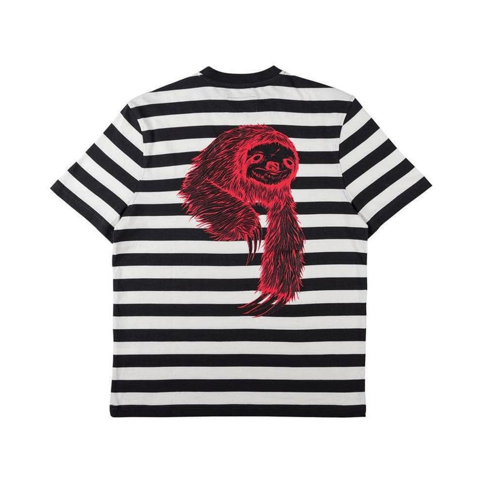 Welcome Sloth Striped Knit Tee Black Bone Red - 50-50 Skate Shop