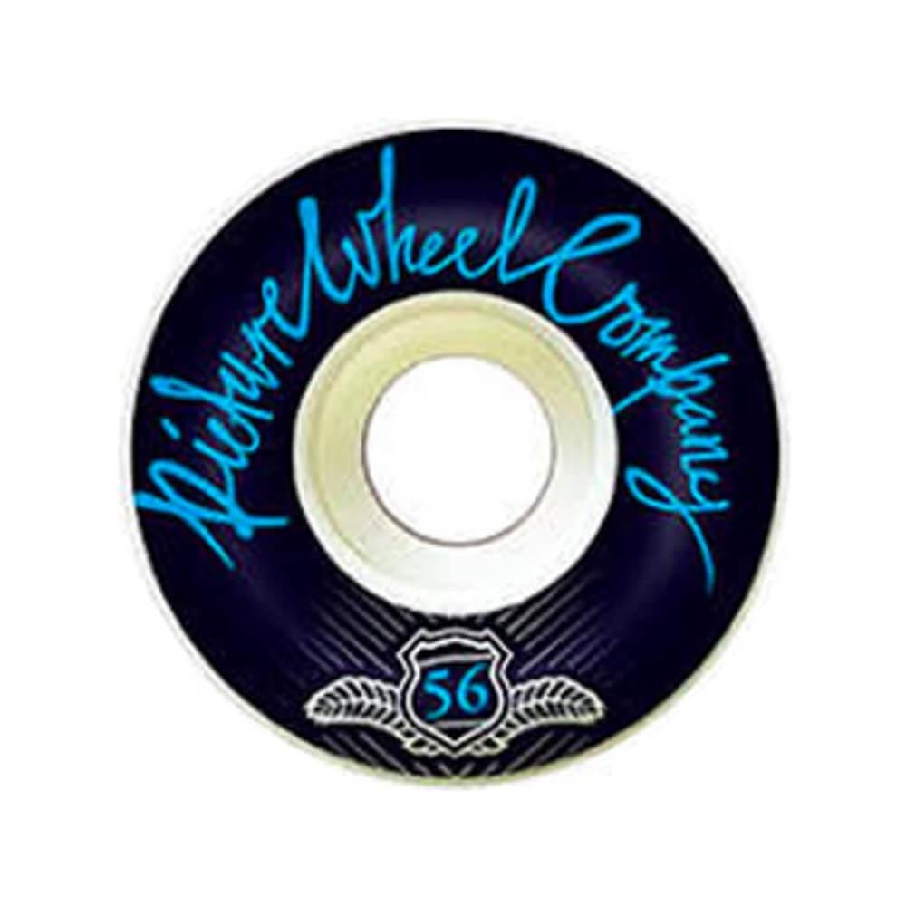 Picture Skateboard Wheels Pop 56mm 99A Blue Black White - Set of 4 - 50-50 Skate Shop