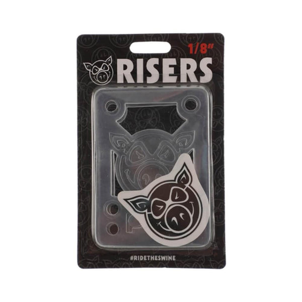 Pig Skateboard Riser Pads Soft Shock 1/8" Clear - Set of 2 - 50-50 Skate Shop