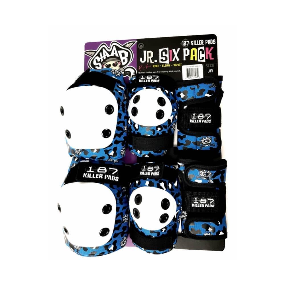 187 Junior Knee Elbow Wrist Guard Six Pack Staab Blue - 50-50 Skate Shop