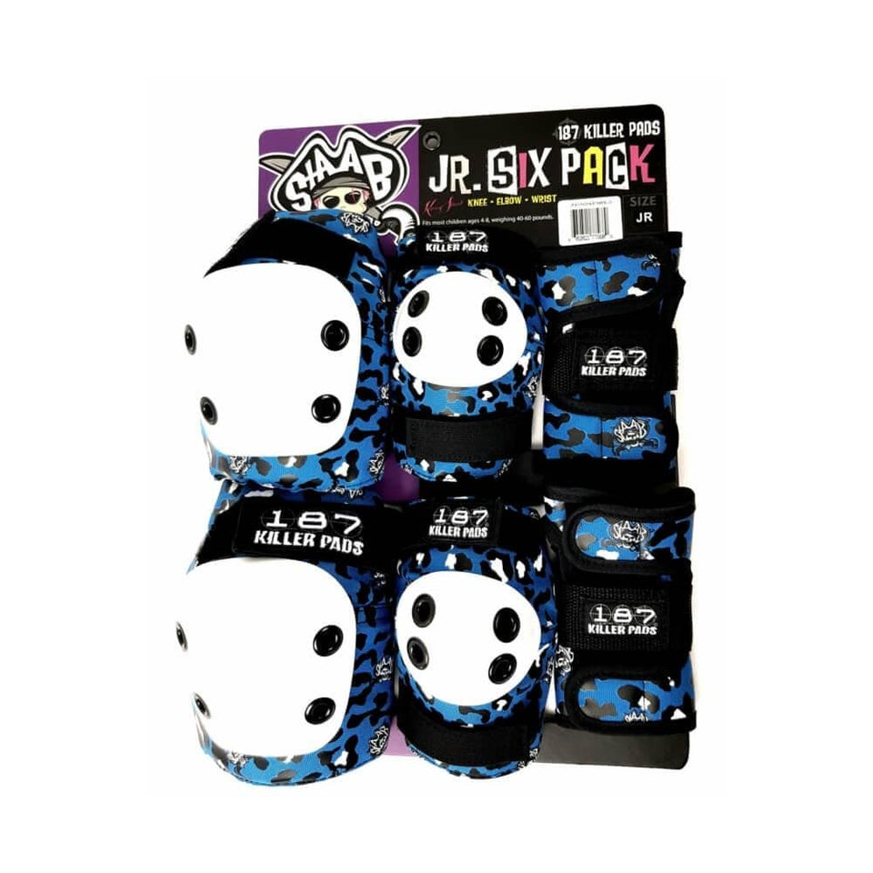 187 Junior Knee Elbow Wrist Guard Six Pack Staab Blue - 50-50 Skate Shop