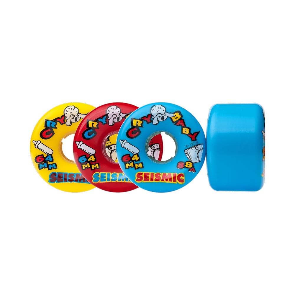 Seismic Skateboard Wheels Cry Baby 64mm x 84A Full Set Of Blue Elixir - Set of 4 - 50-50 Skate Shop