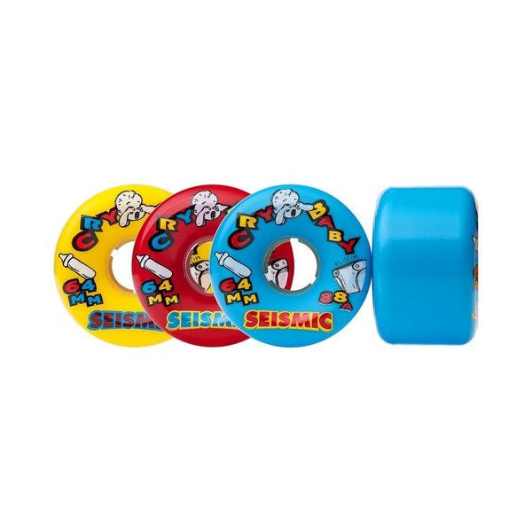 Seismic Skateboard Wheels Cry Baby 64mm x 84A Full Set Of Blue Elixir - Set of 4 - 50-50 Skate Shop