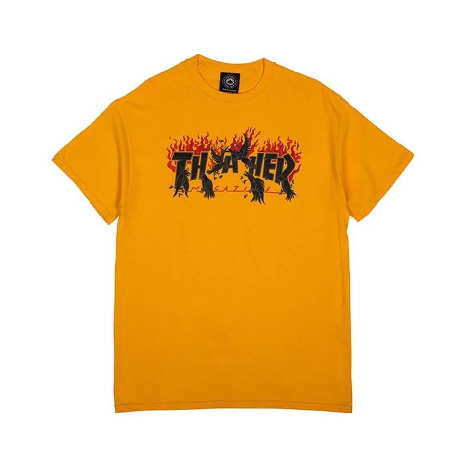 Thrasher Crows Short Sleeve Tee Gold - 50-50 Skate Shop