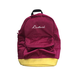 Deathwish Script Corduroy Backpack Burgundy Emboirdered Logo - 50-50 Skate Shop