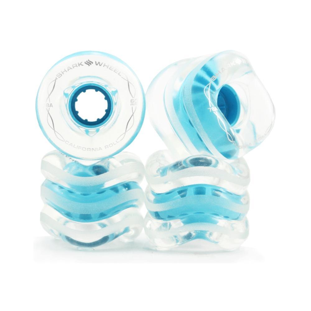 Shark Skateboard Wheels California Roll 60mm x 78A Clear Blue Hub - 50-50 Skate Shop