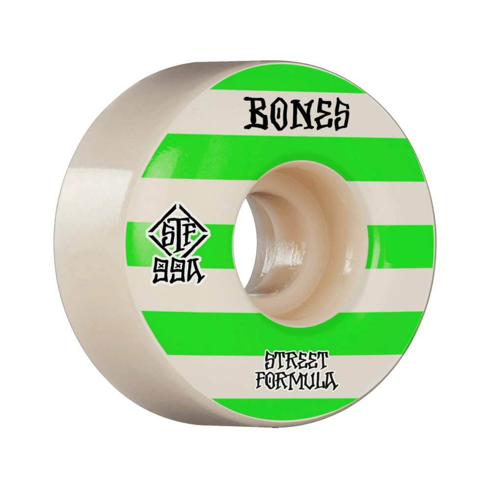 Bones Skateboard Wheels STF V4 Wides Patterns 54mm x 99A Green - 50-50 Skate Shop
