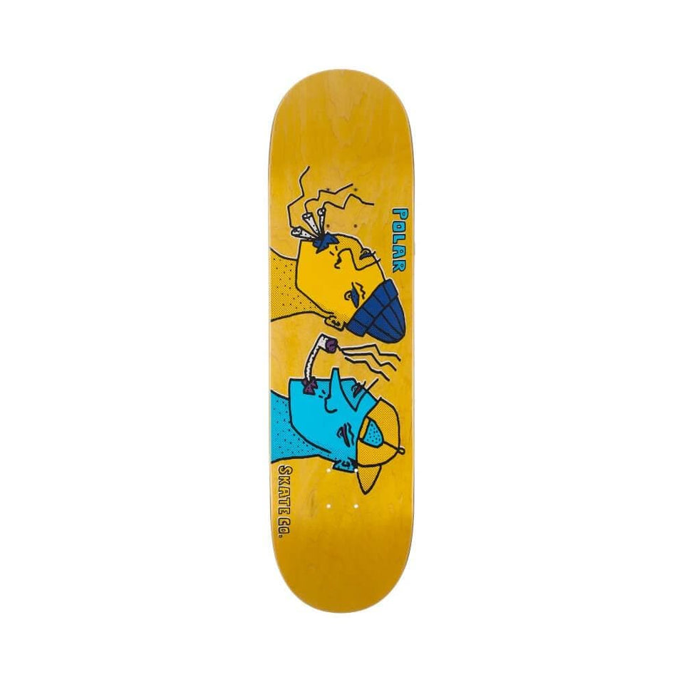 Polar Skateboard Deck Smoking Heads 8.625" x 32.375" Team Yellow 14.375" WB - 50-50 Skate Shop