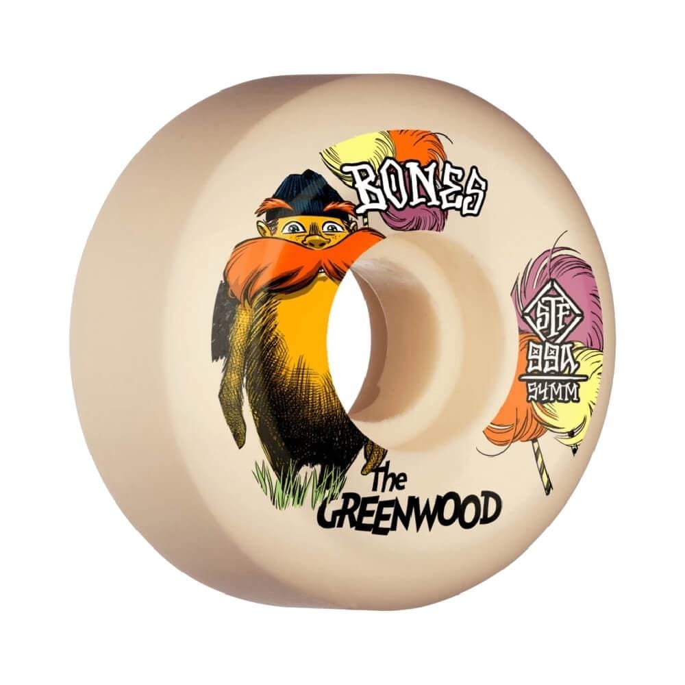 Bones Skateboard Wheels STF The Greenwood V5 Sidecut 54mm 99A White - Set of 4 - 50-50 Skate Shop