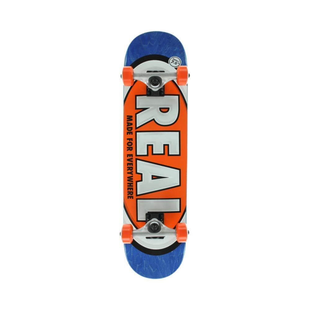 Real Skateboard Complete Classic Oval 7.38" Mini Orange Blue - 50-50 Skate Shop