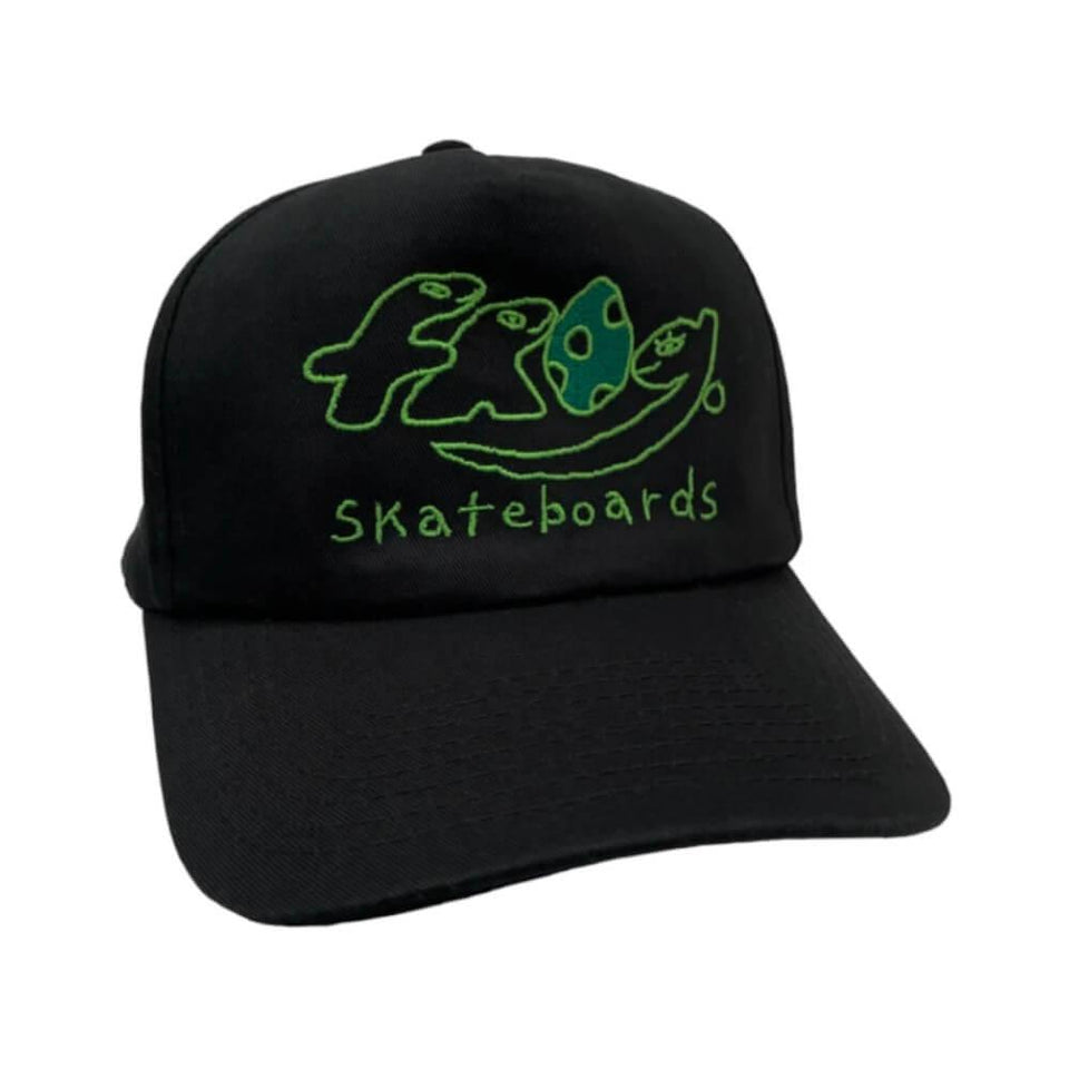 Frog Skate Dino Logo 5 Panel Hat Black Green - 50-50 Skate Shop