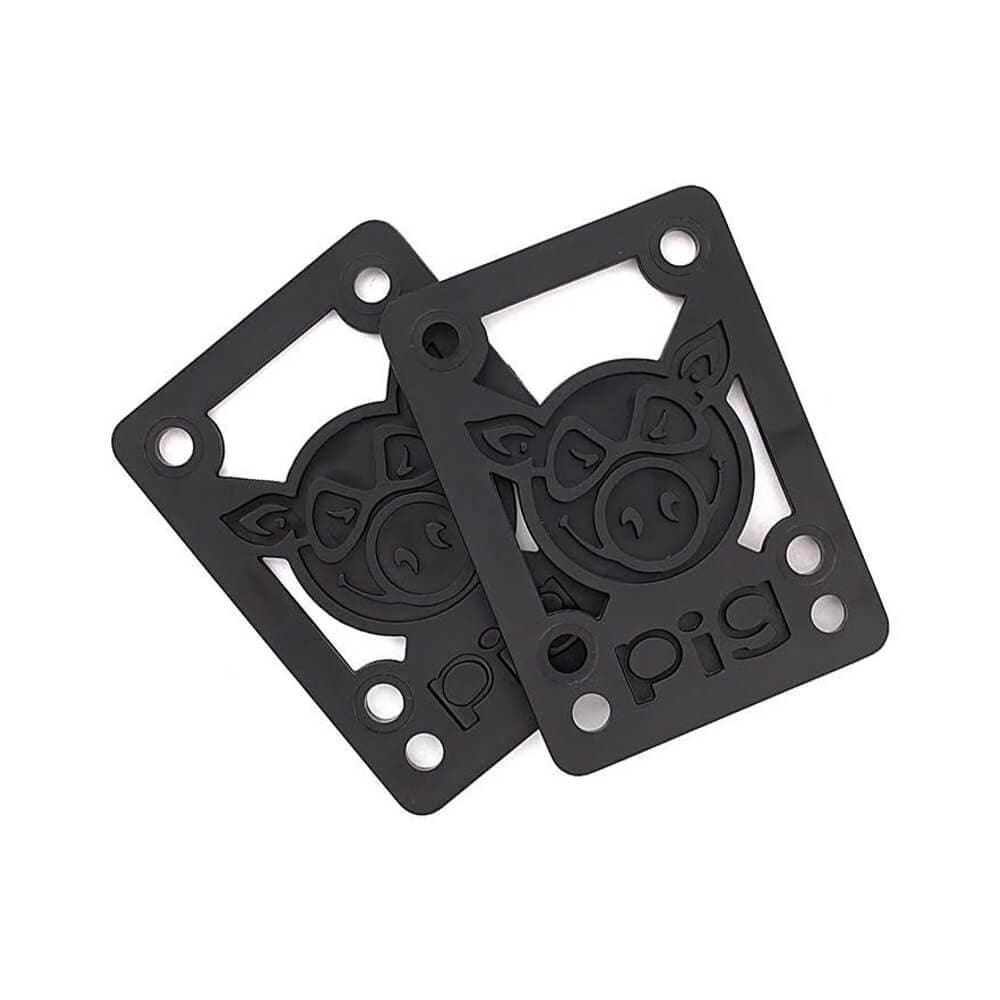 Pig Skateboard Riser Pads Pile Hard 1/8" Black - Set of 2 - 50-50 Skate Shop