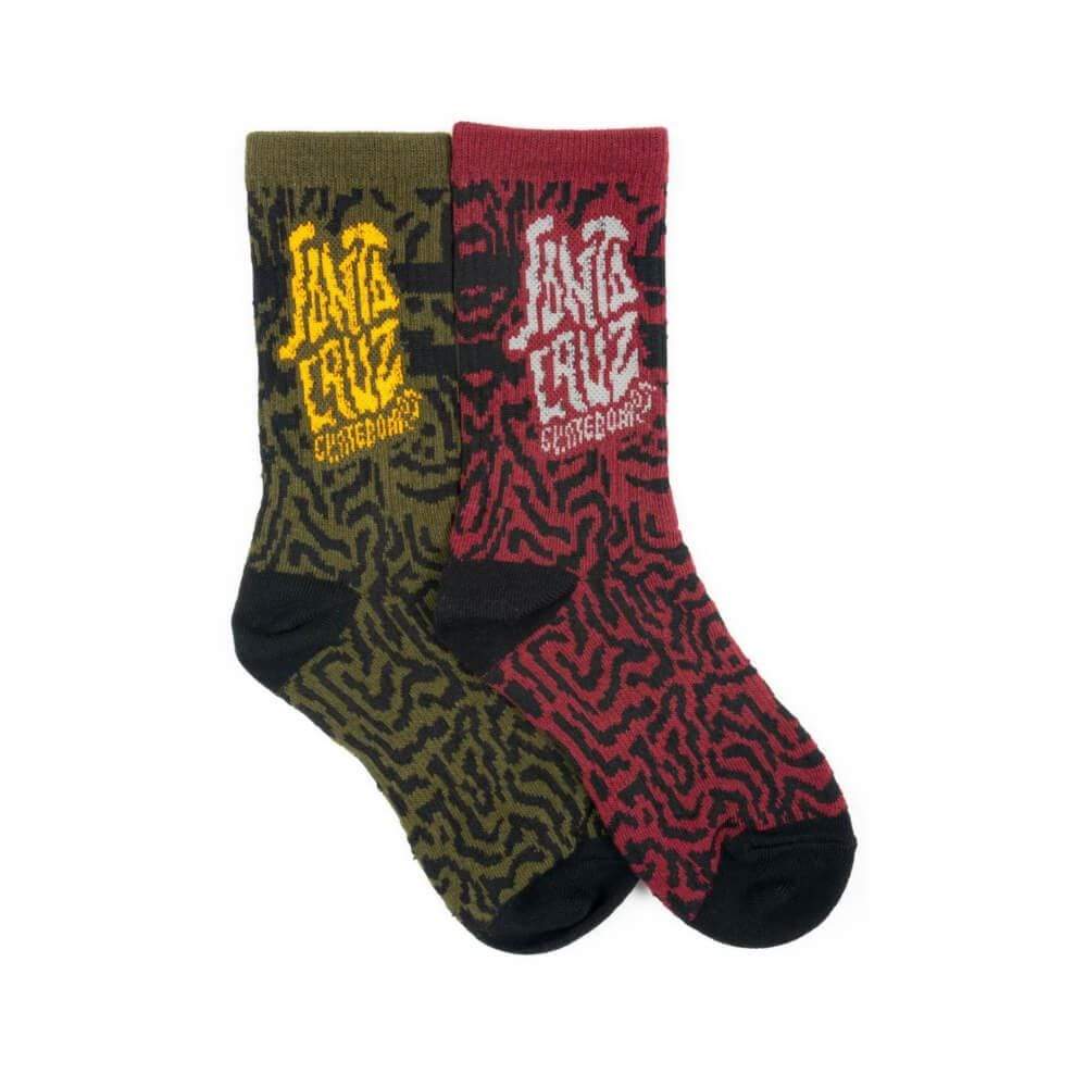 Santa Cruz Youth Passage Socks 2 Pack Assorted Colour Size 2-8US - 50-50 Skate Shop