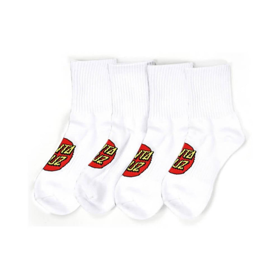 Santa Cruz Junior Classic Dot Mid Socks 4 Pack White Size 8-12US - 50-50 Skate Shop