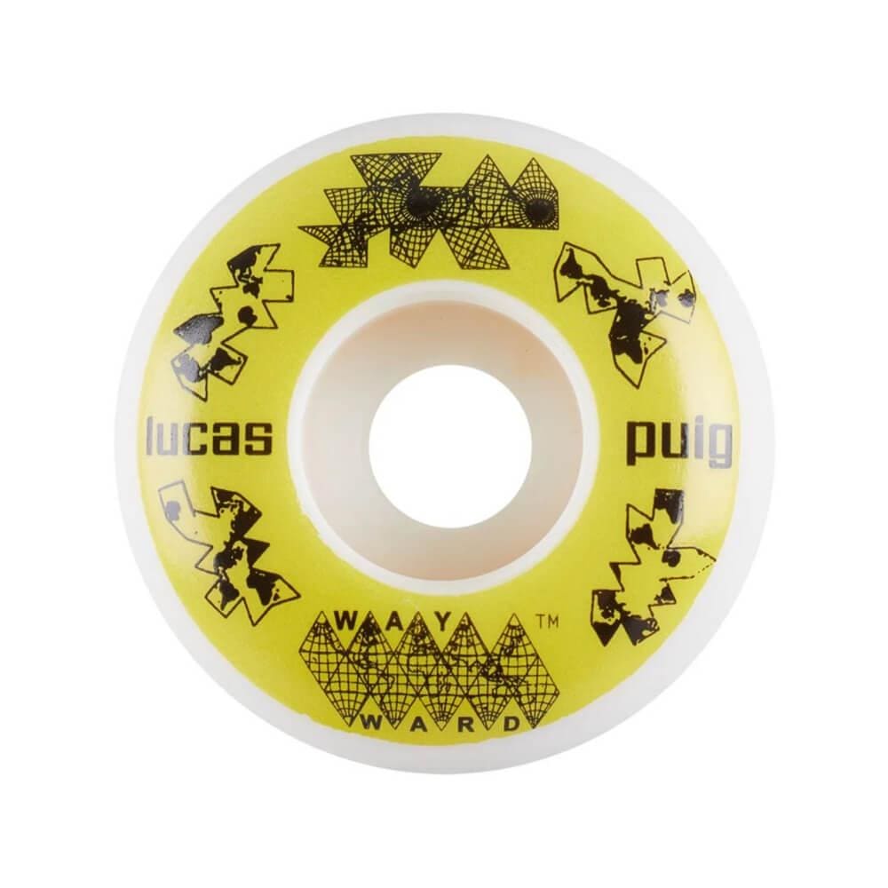 Wayward Skateboard Wheels Lucas Puig 52mm 101a Yellow White - Set of 4 - 50-50 Skate Shop