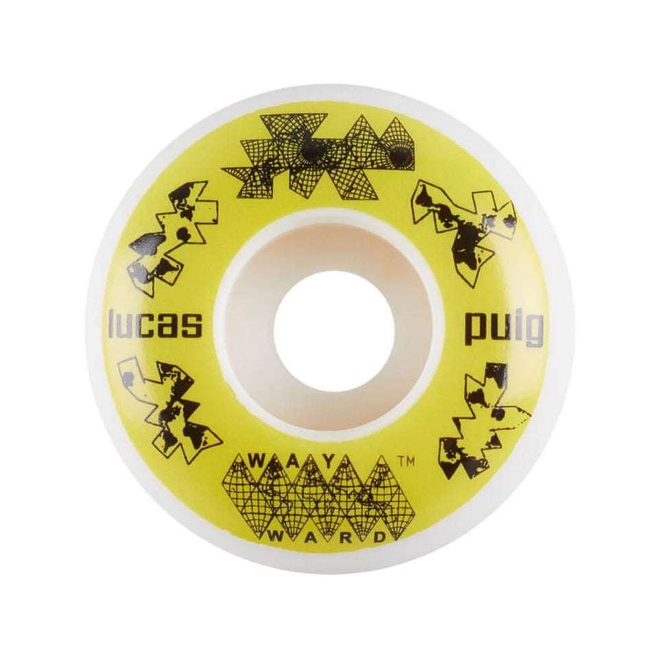 Wayward Skateboard Wheels Lucas Puig 52mm 101a Yellow White - Set of 4 - 50-50 Skate Shop