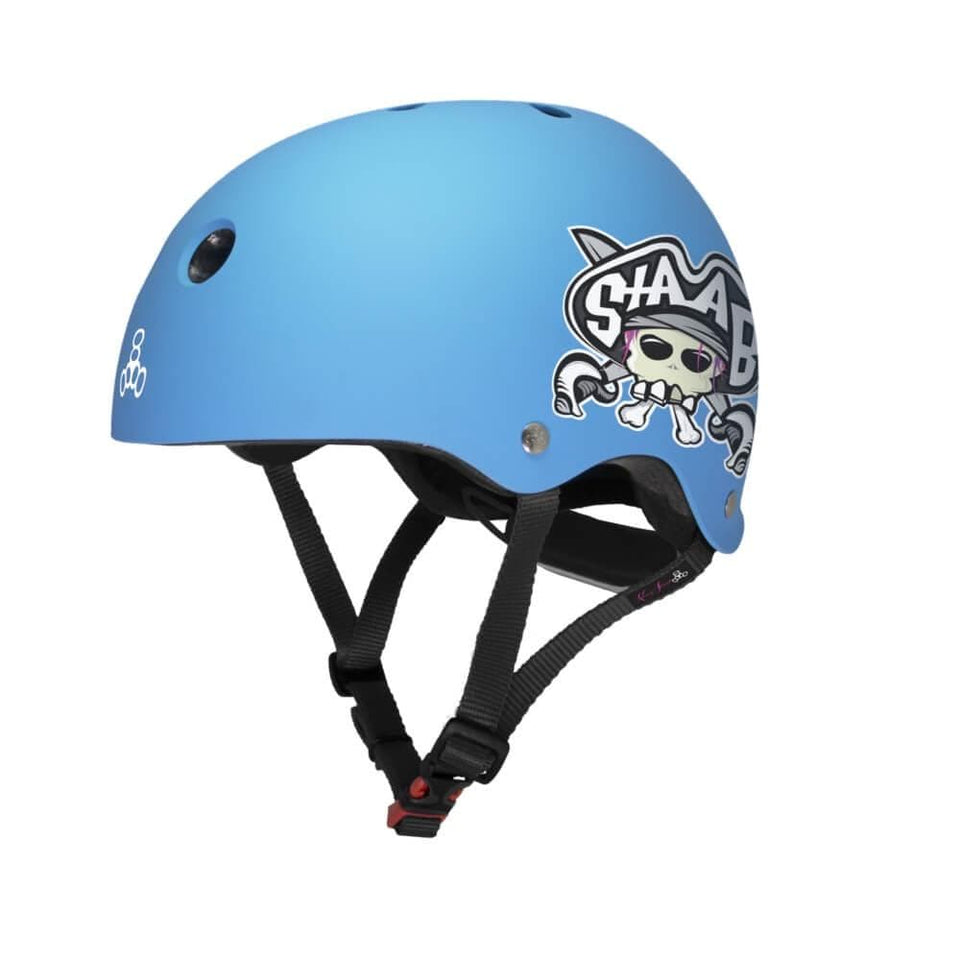 Triple 8 Lil 8 Certified Youth Staab Helmet Neon Blue Rubber - 50-50 Skate Shop