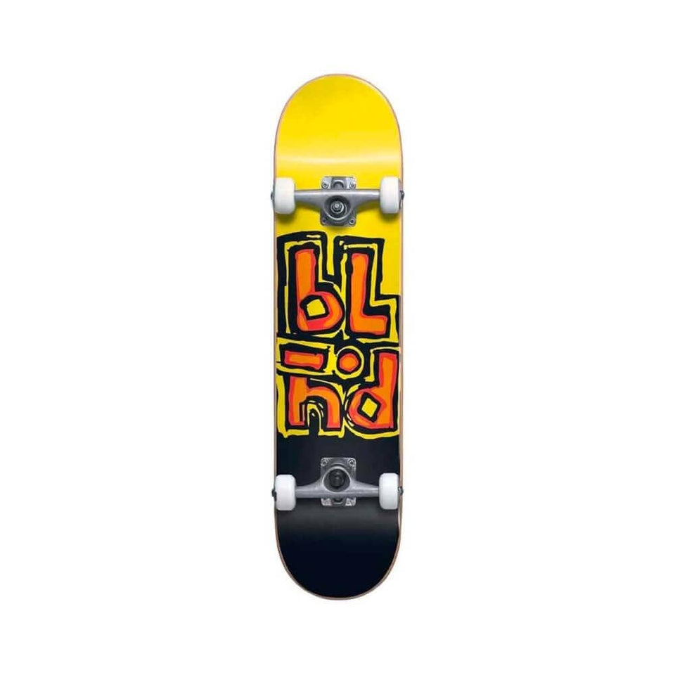 Blind Skateboard Complete OG Stacked FP Soft Wheel 7.5" x 31.06" Black Yellow 12.75" WB - 50-50 Skate Shop