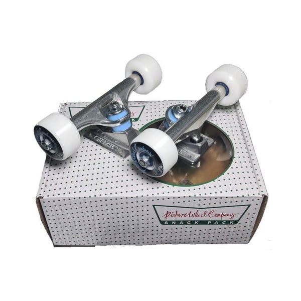Snack Pack Skateboard Metal Truck x Picture Wheels and Bearing Combo 5.25 (8.0" Axle) - Set of 2 - 50-50 Skate Shop